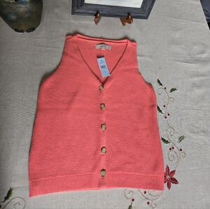 LOFT Vibrant Coral Knit Top/Vest NWT